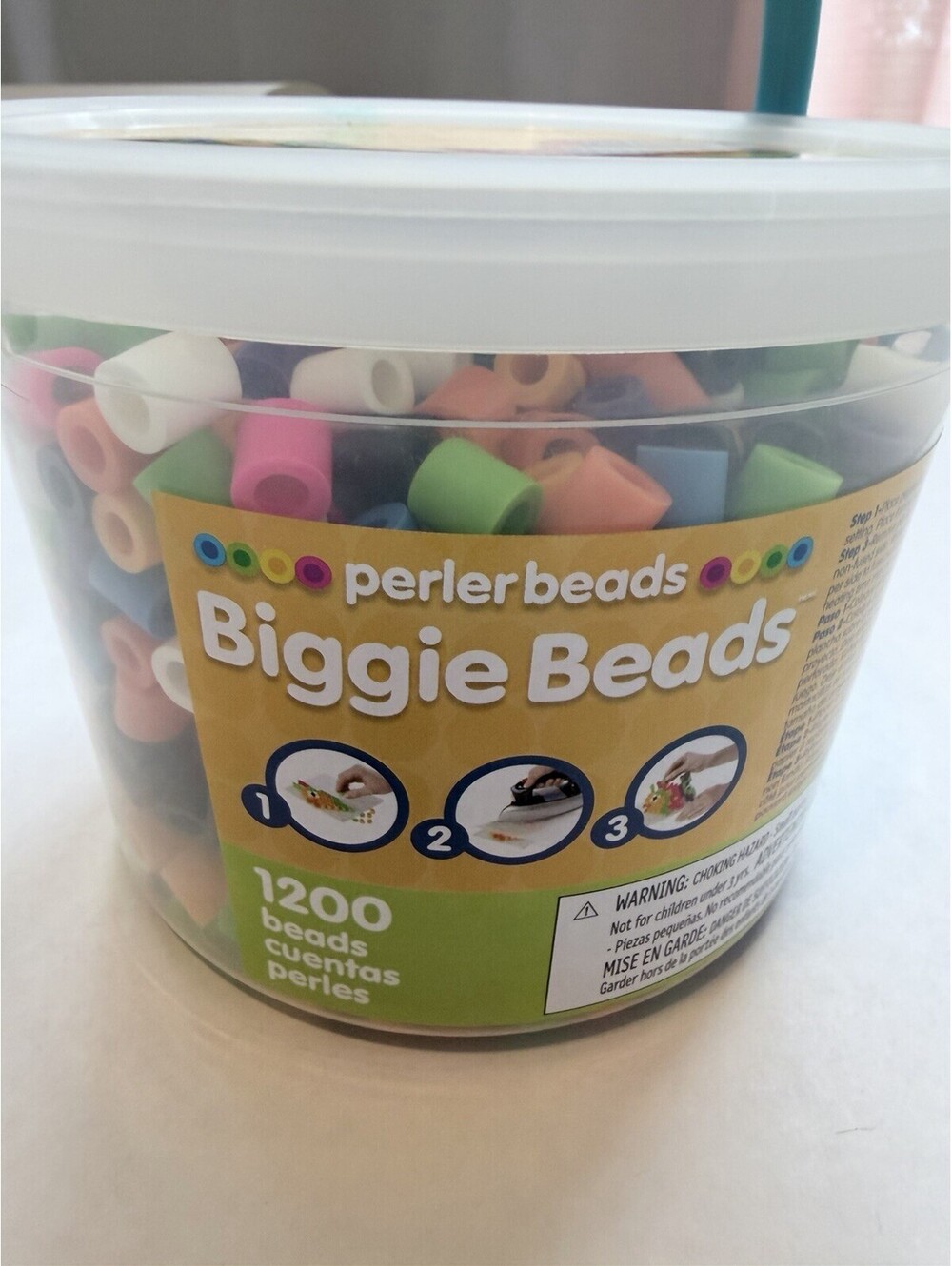 Perler 70711 Biggie Beads Bucket - 1,200 Assorted Colors of Beads.